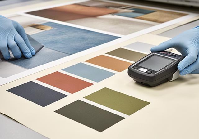 色見本と印刷画像を並べて自動色補正を確認する作業台